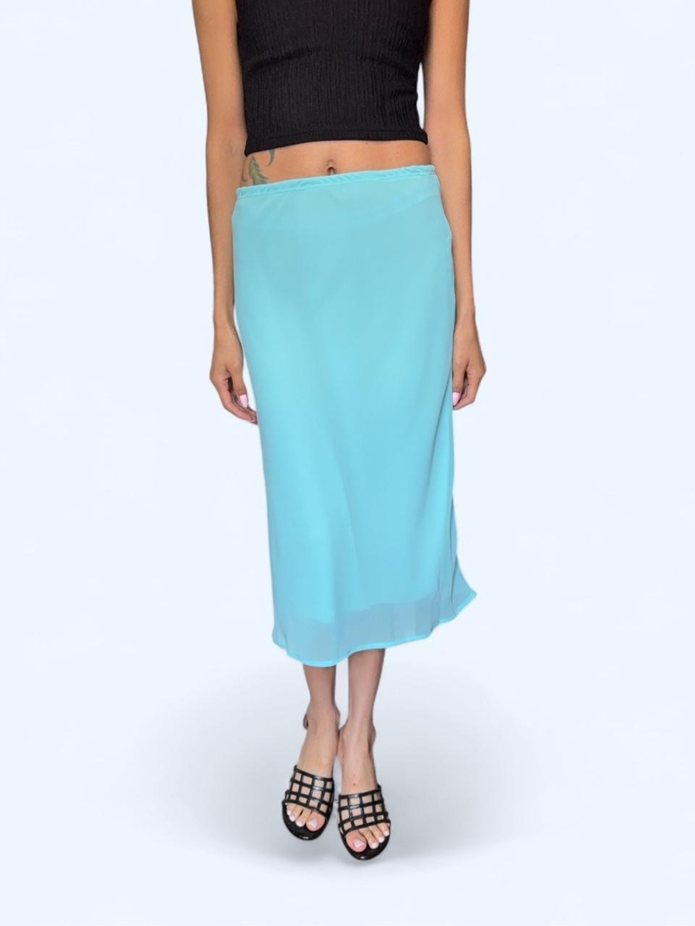 🩵✨ Vintage Y2K Aqua Blue Midi Skirt ✨🩵